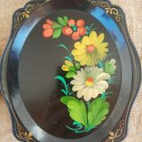 Set of 3 plastic trays vintage Russian flowers