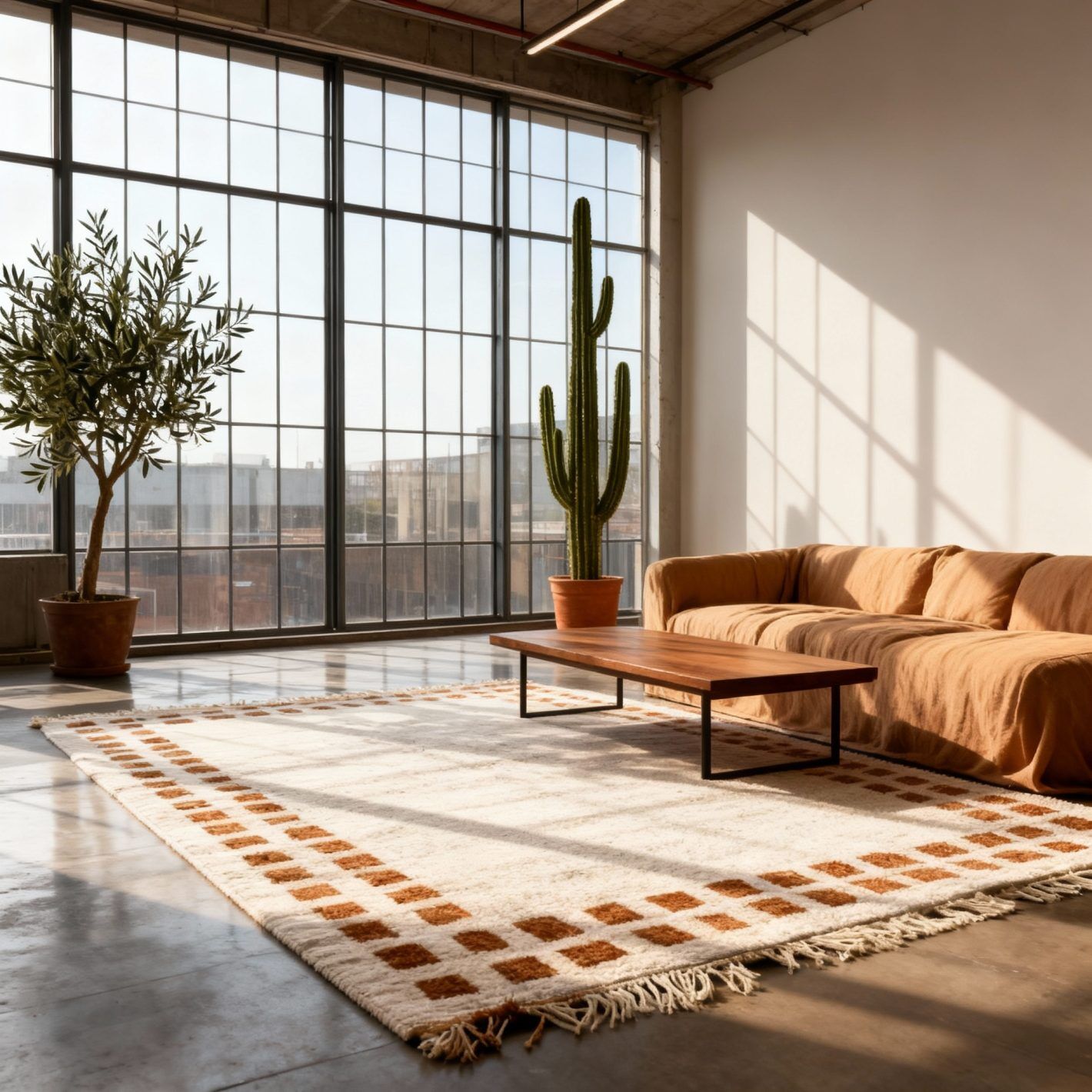 Tapis moderne à bordure terracotta 230cmX140cm