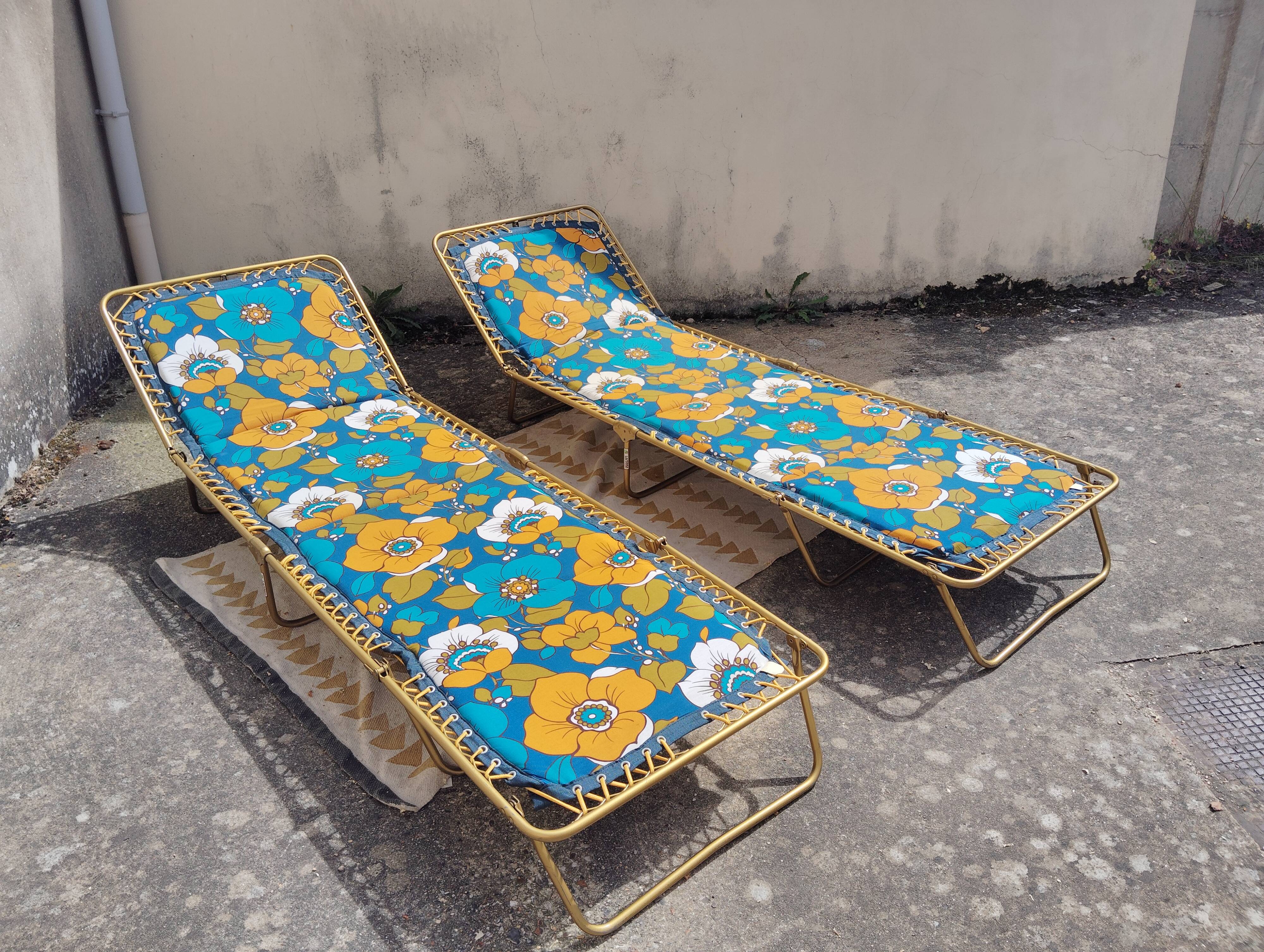 Set de 2 lits de camp/bain de soleil lafuma vintage
