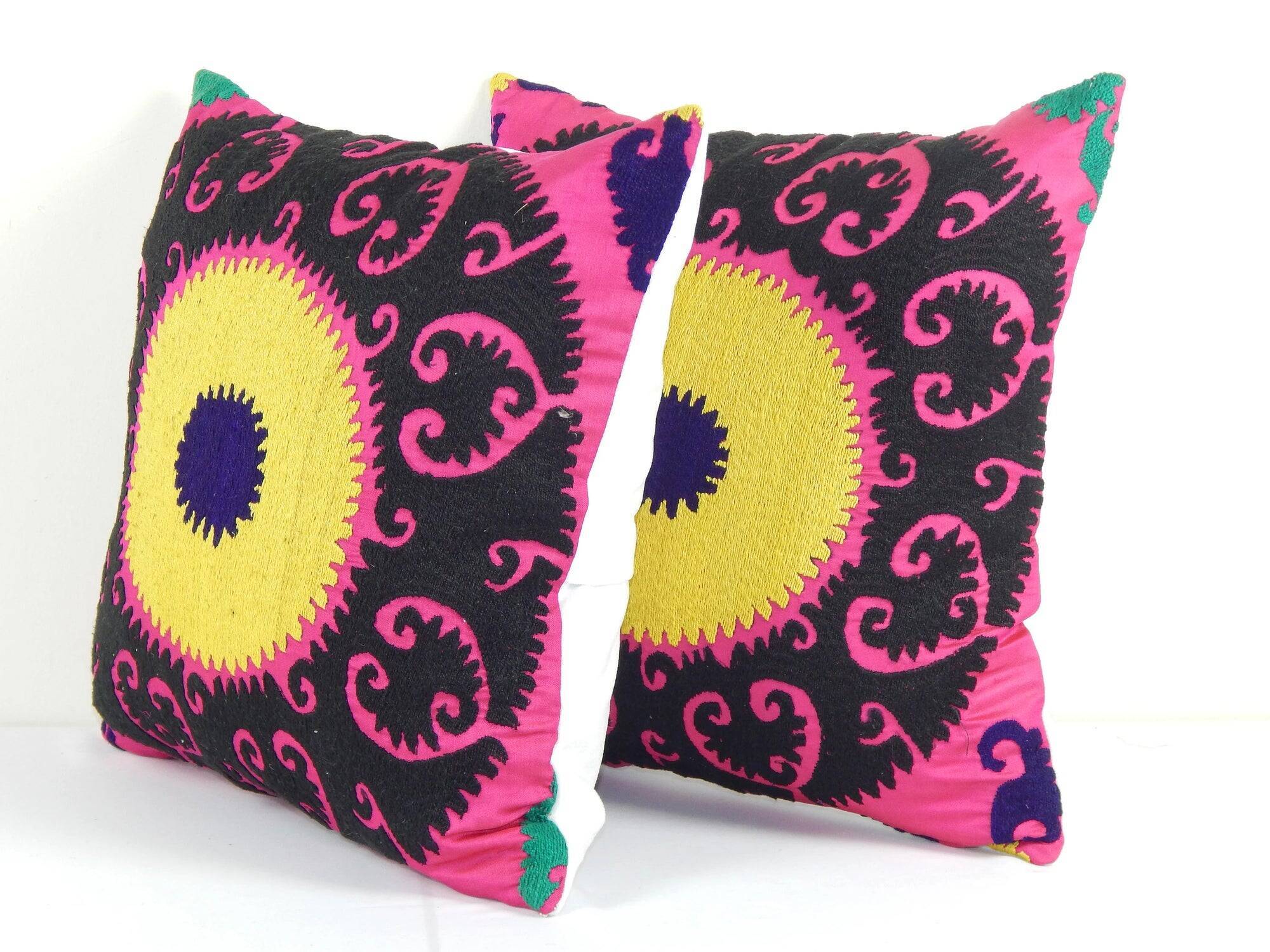 Set of 2 vintage embroidered cushion covers 41x41 cm