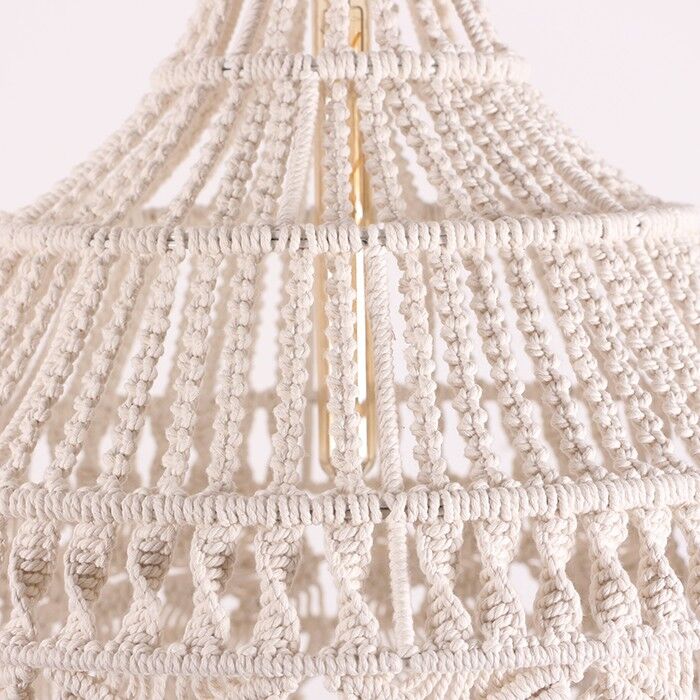 Macrame Pendant Light,Bohemian Hanging Lamp, Wicker Lamp,Light Fixture