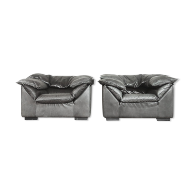 Fauteuils Monza en Cuir Gris par Jens Juul Eilersen pour Niels Eilersen, 1970s, Set de 2