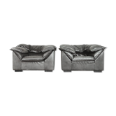 Grey Leather Danish Monza Armchairs by Jens Juul Eilersen for Niels Eilersen, 1970s, Set of 2