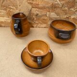 Old tea coffee service st amand meylan ceramic brown beige vintage