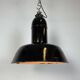 Industrial Black Enamel Factory Lamp with Cast Iron Top, 1930s