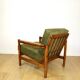 Wooden armchair designed by Z. Baczyk, vintage, olive green velvet