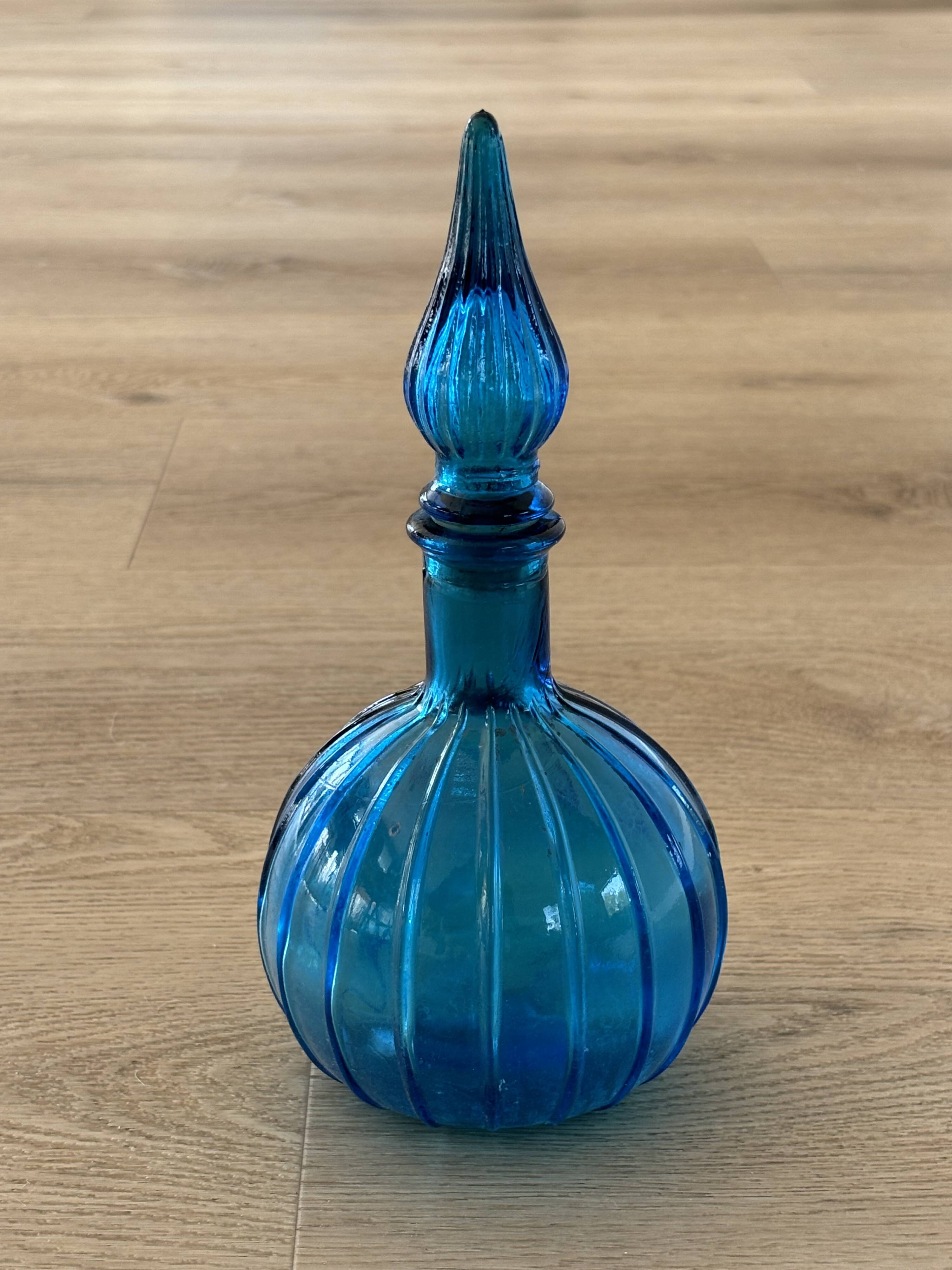 Vintage Empoli Glass Decanter with Stopper, Italy, 1960s