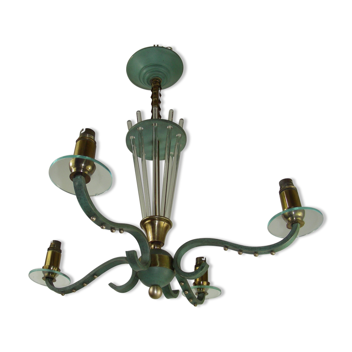 Chandelier 1940 modernist has needles in glass