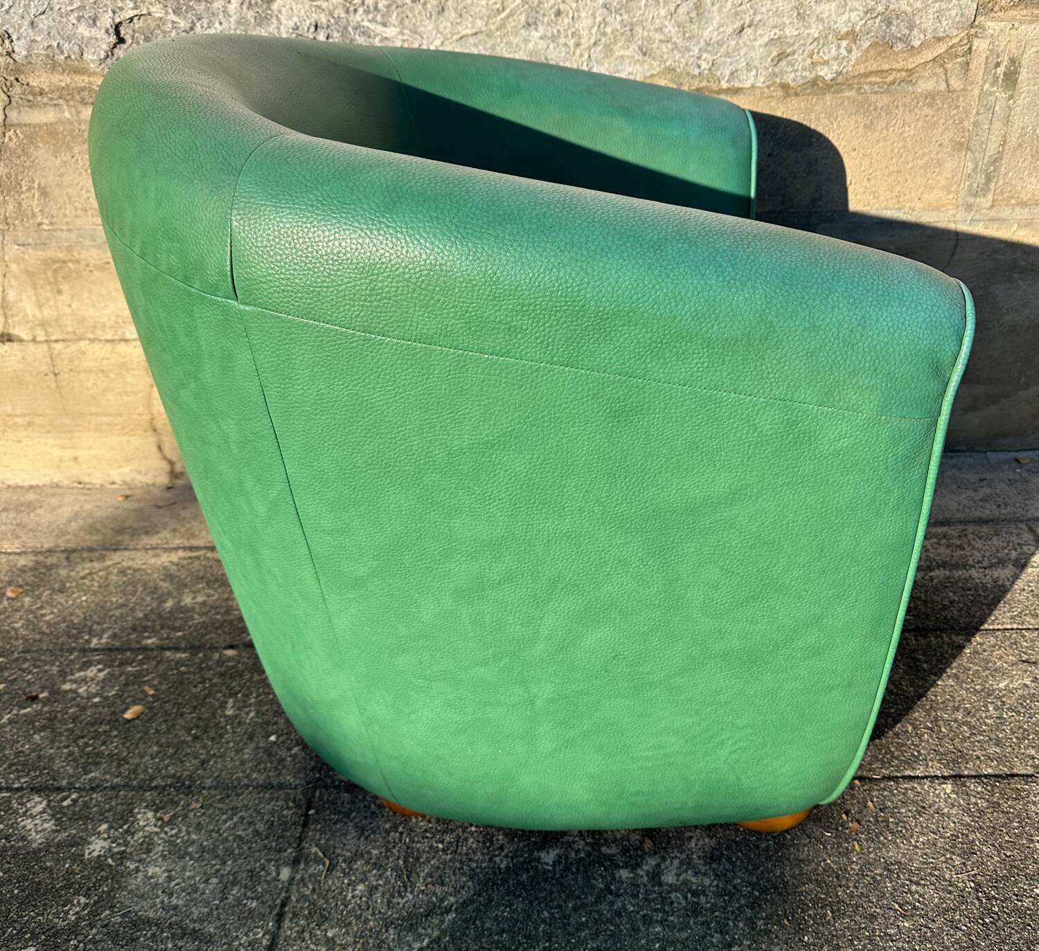 Vintage green leather club chair, antique green leather sofa.