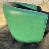 Vintage green leather club chair, antique green leather sofa.