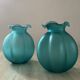 Pair of vintage vases in turquoise glass paste