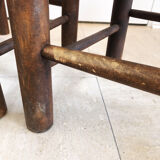 Pair of straw brutalist chairs, 1970