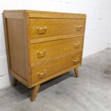 3-drawer chest with splayed legs, 1960s, honey color