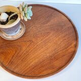 Scandinavian round tray teak vintage