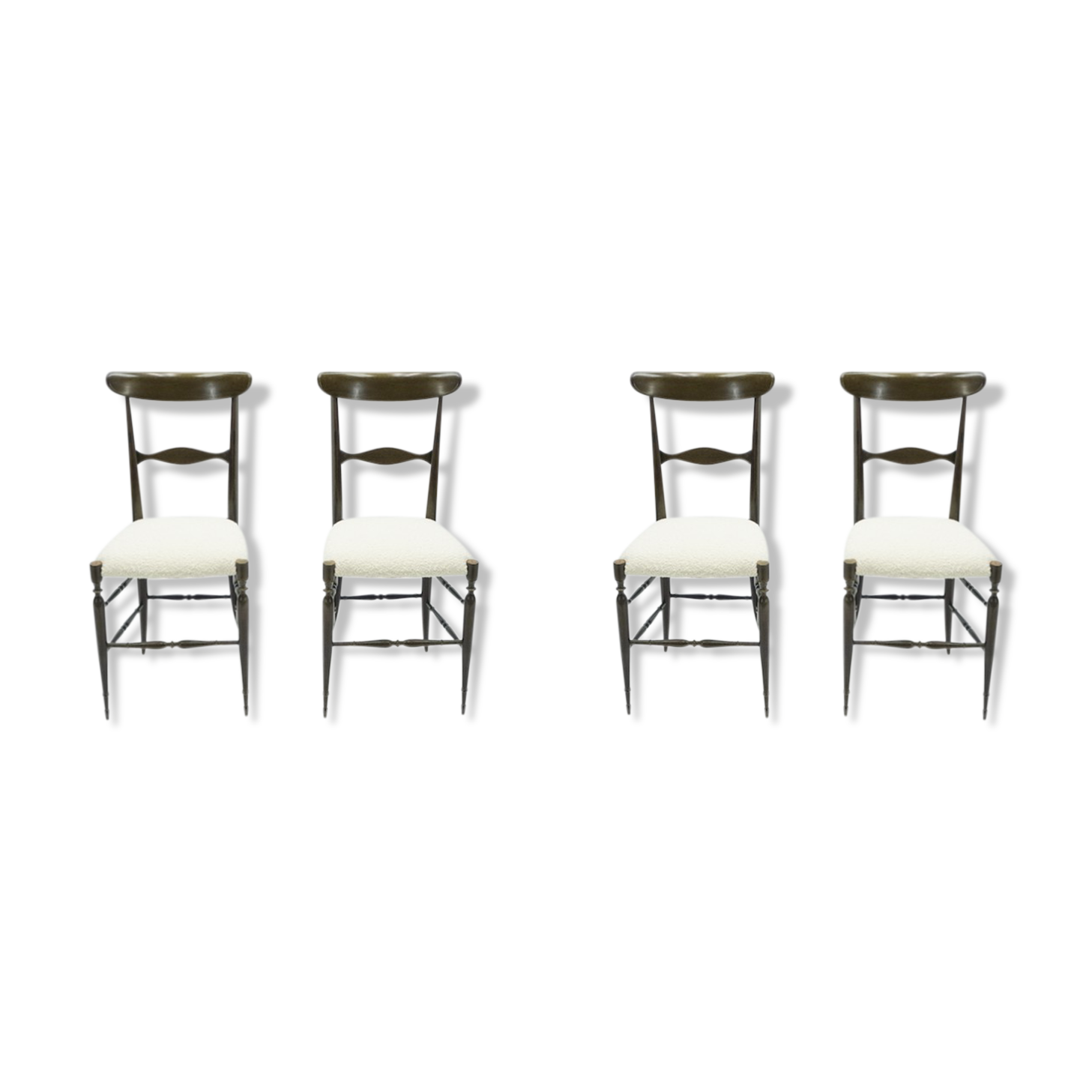 Set of 4 chairs Campanino Chiavari walnut by Fratelli Levaggi 1950