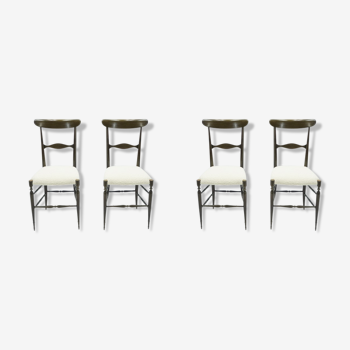 Set of 4 chairs Campanino Chiavari walnut by Fratelli Levaggi 1950