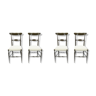 Set de 4 chaises Campanino Chiavari en noyer par Fratelli Levaggi 1950