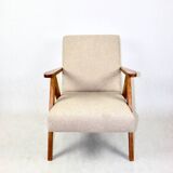 Vintage armchair B-310 VAR beige structural boucle 1970s - 2 pieces available - light wood