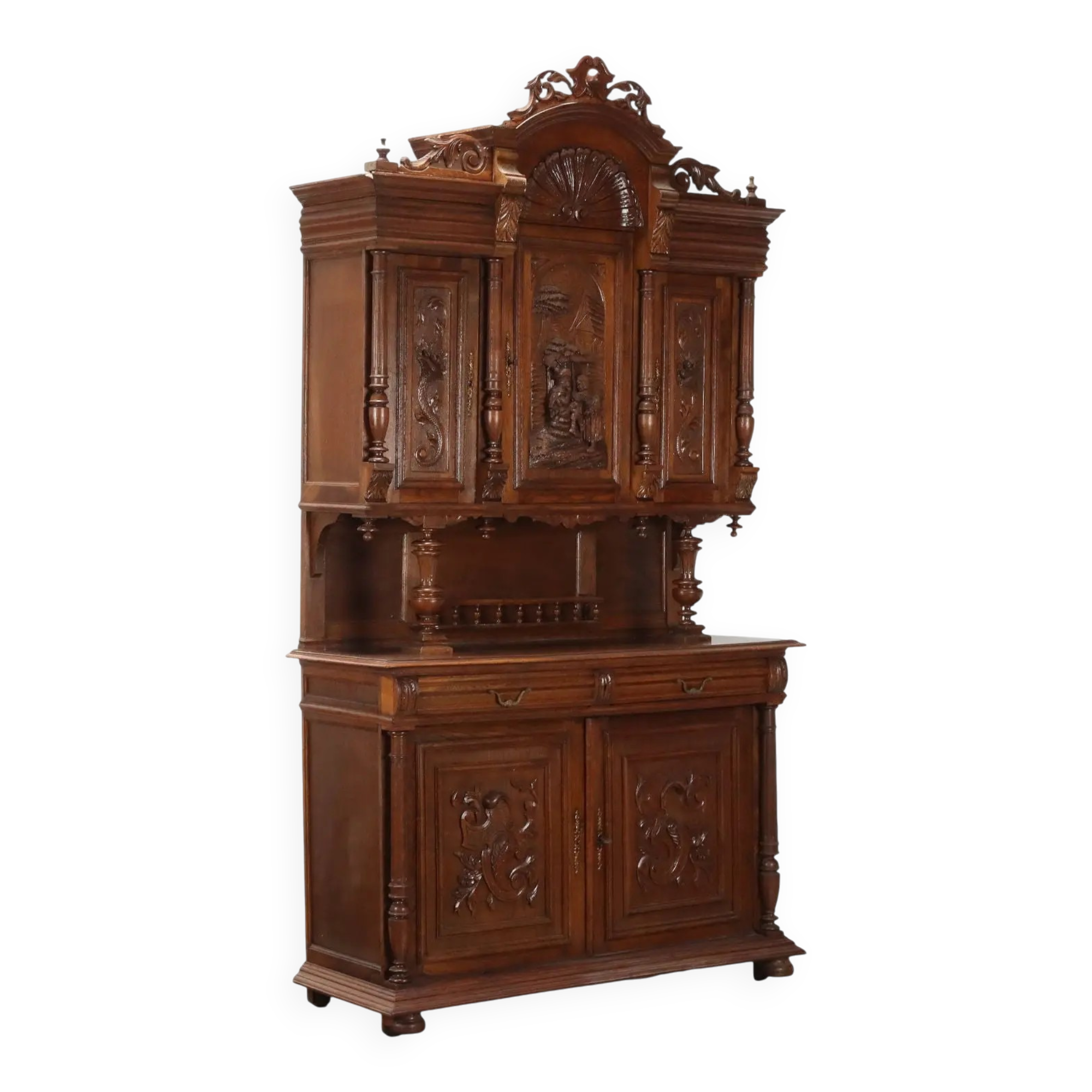Antique neo-Renaissance oak buffet, France, 19th century.