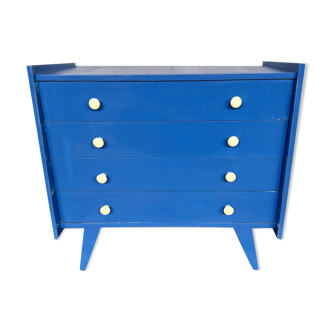 Commode chiffonnier vintage bleu électrique  1950