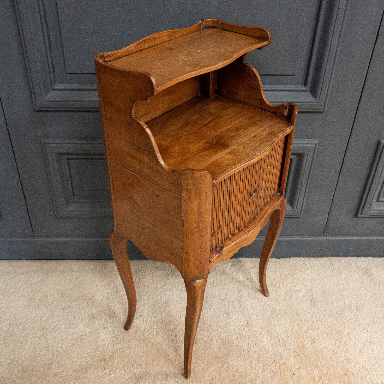 Louis XV style curtain bedside in walnut nineteenth sword feet