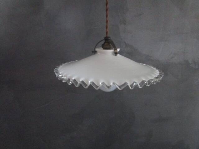 Old white opaline pendant light