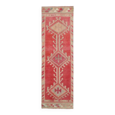 Tapis coureur vintage turc en laine et coton noué à la main des années 1970, 86x293.