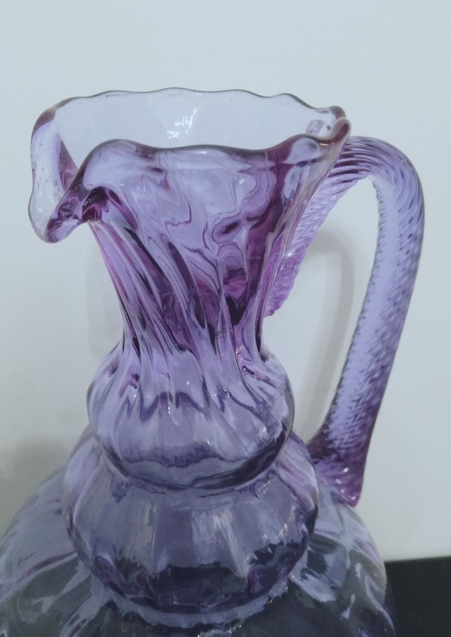 Vase pichet en verre d'empoli hauteur 31cm