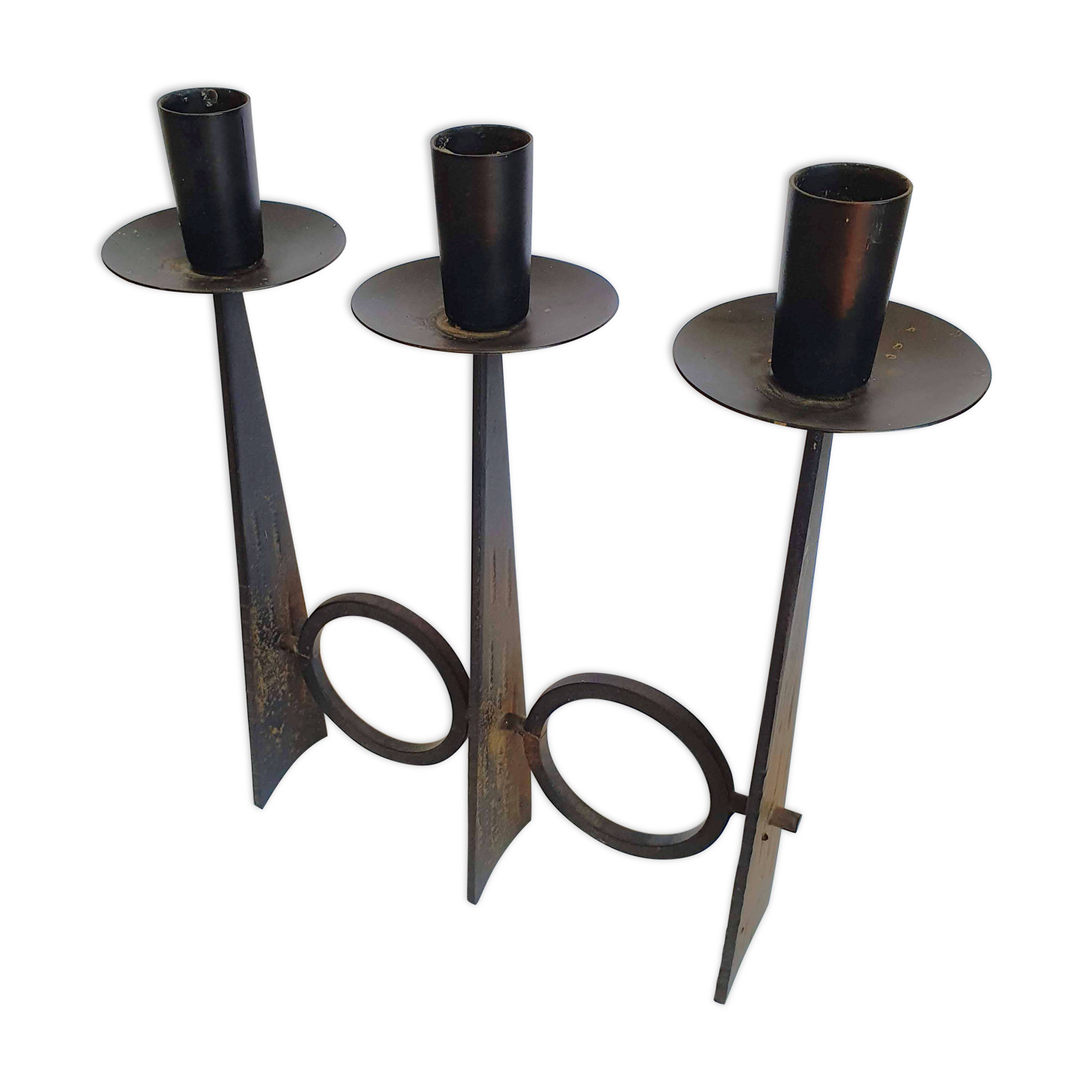 Black wrought iron candle holder 50s
