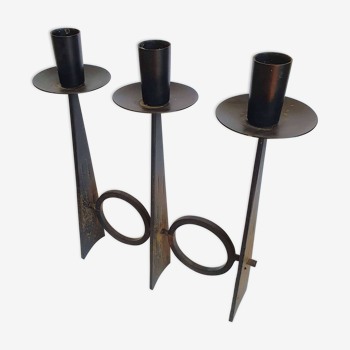 Black wrought iron candle holder 50s