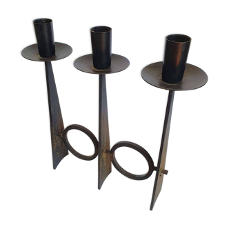 Black wrought iron candle holder 50s