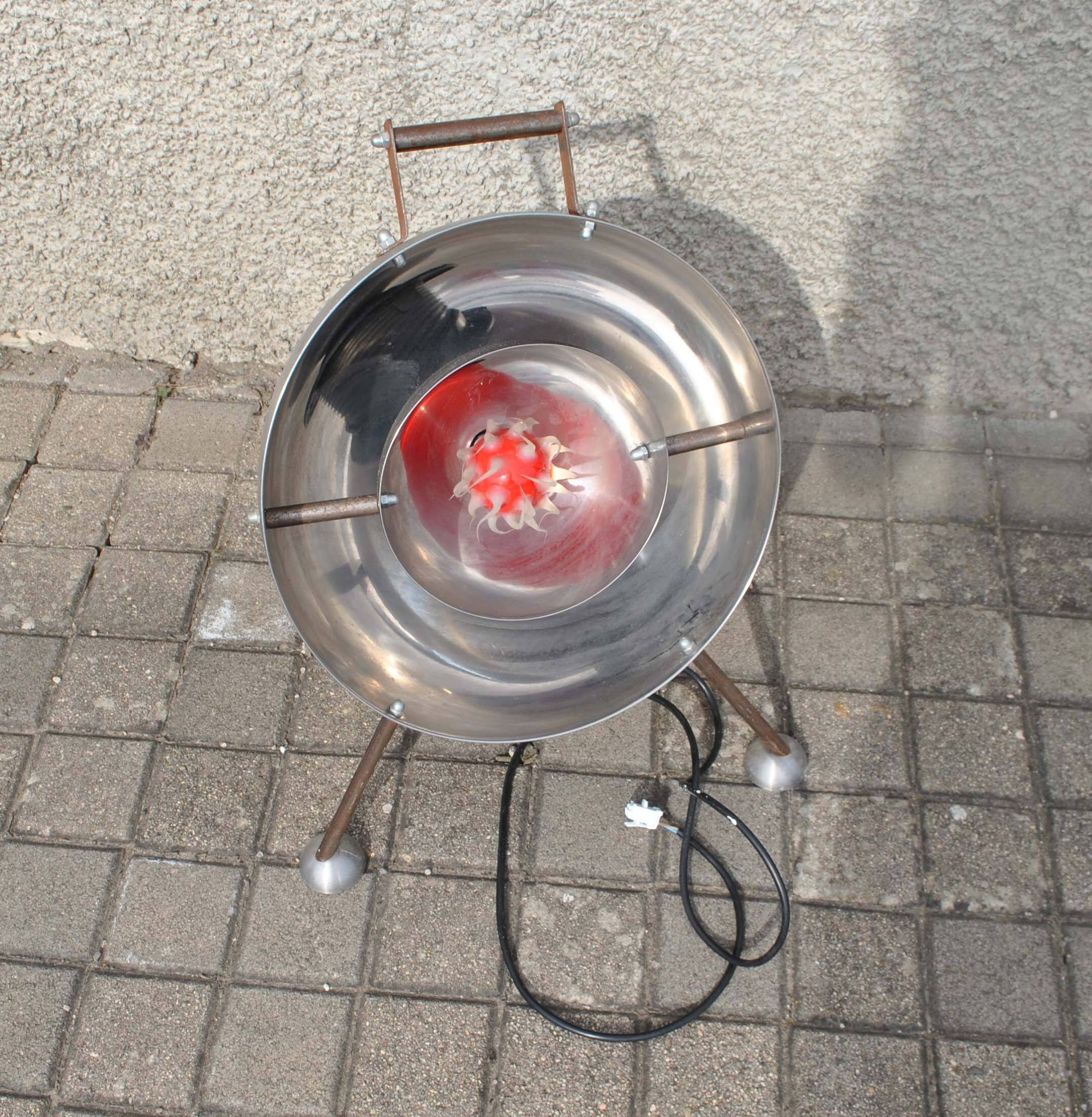 Lampe sphère planète en métal chromé design space-age 1960-1970