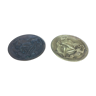 Pair of empty bronze pockets with hares, ashtray