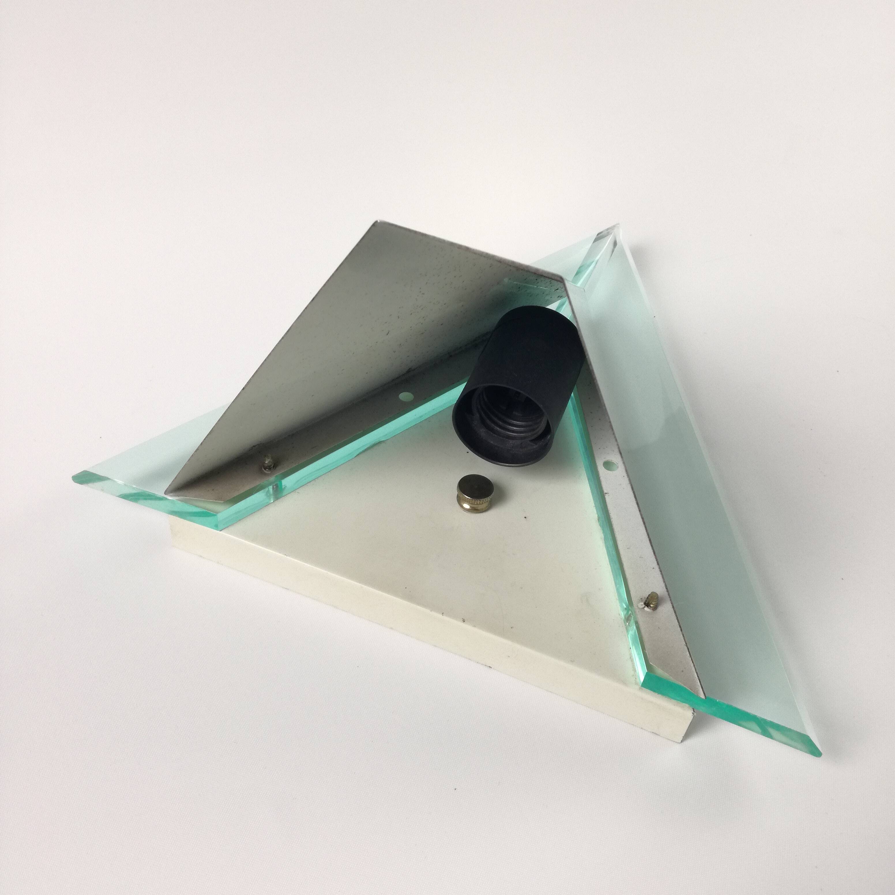 Post modern triangular brass wall light, 1990