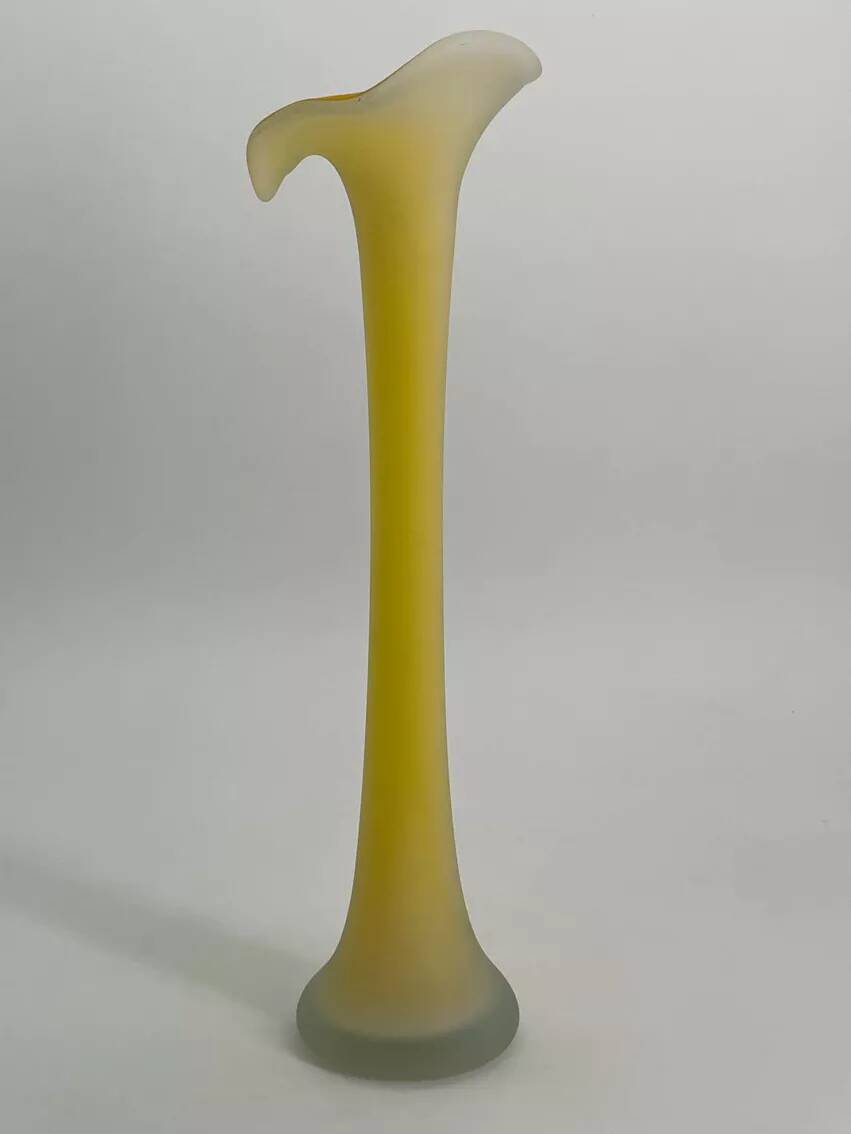 Vintage yellow glass paste vase