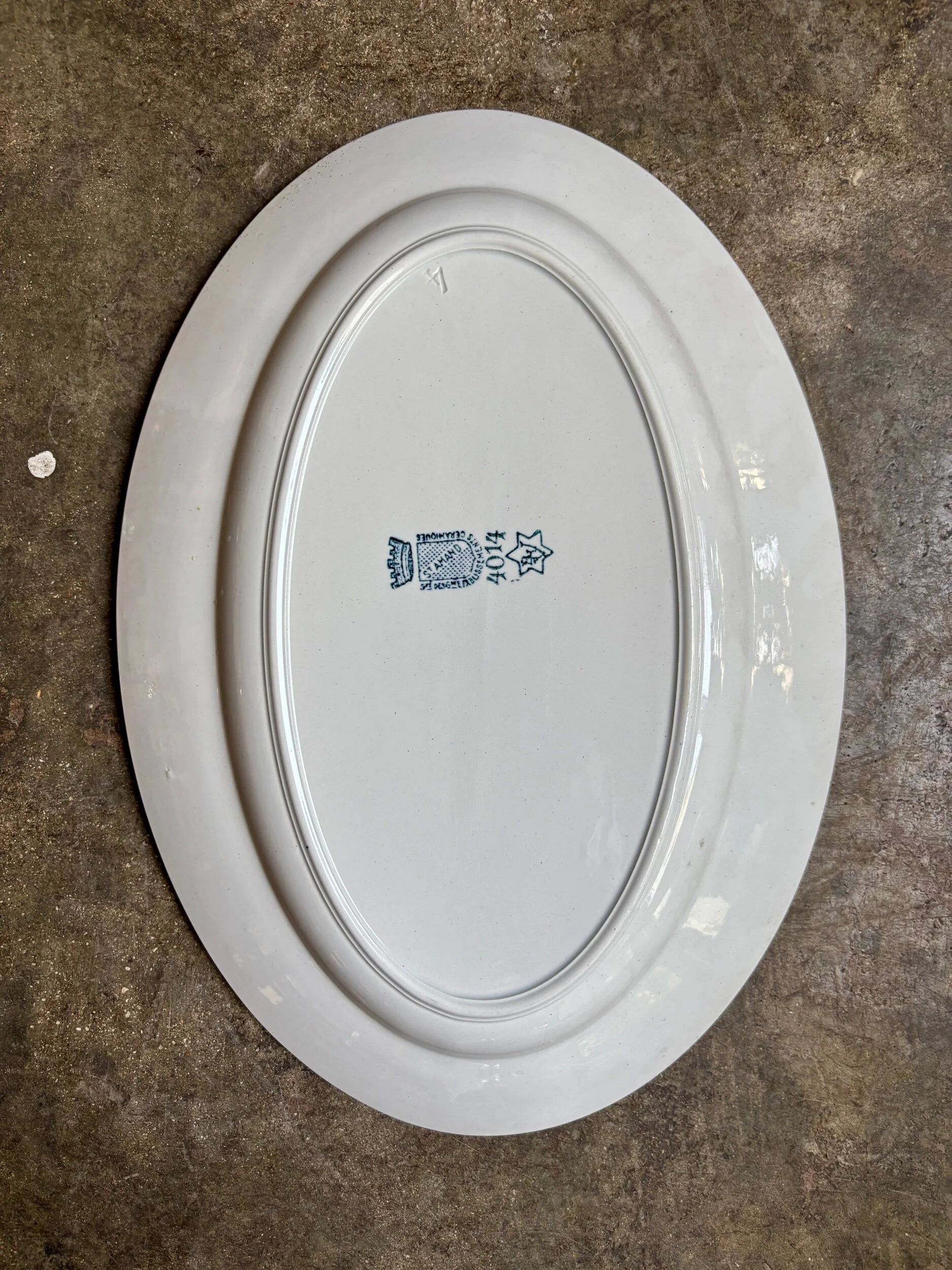 St Amand oval dish in blue ironstone