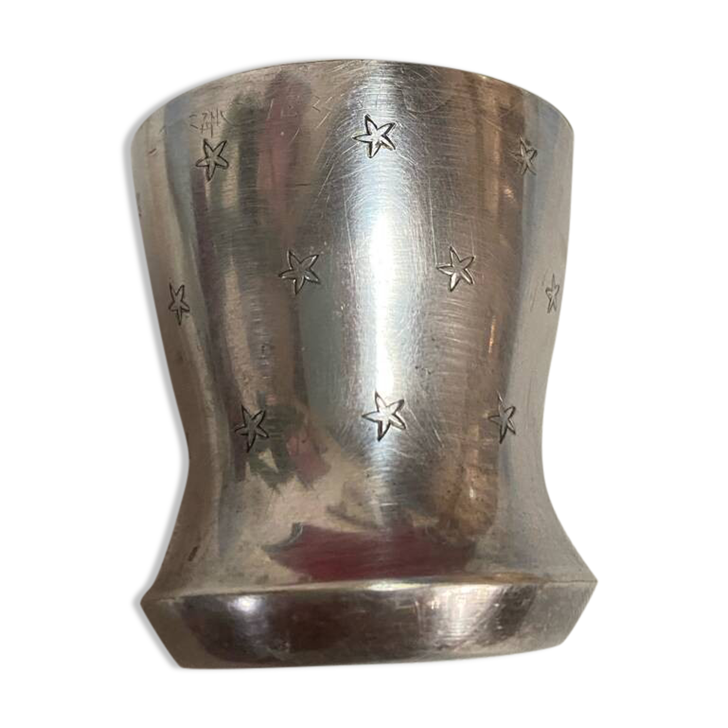 Antique silver metal egg cup