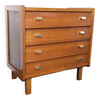 Chest of drawers with golden brass handles from the 60s