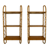 Pair of wall shelves in rattan