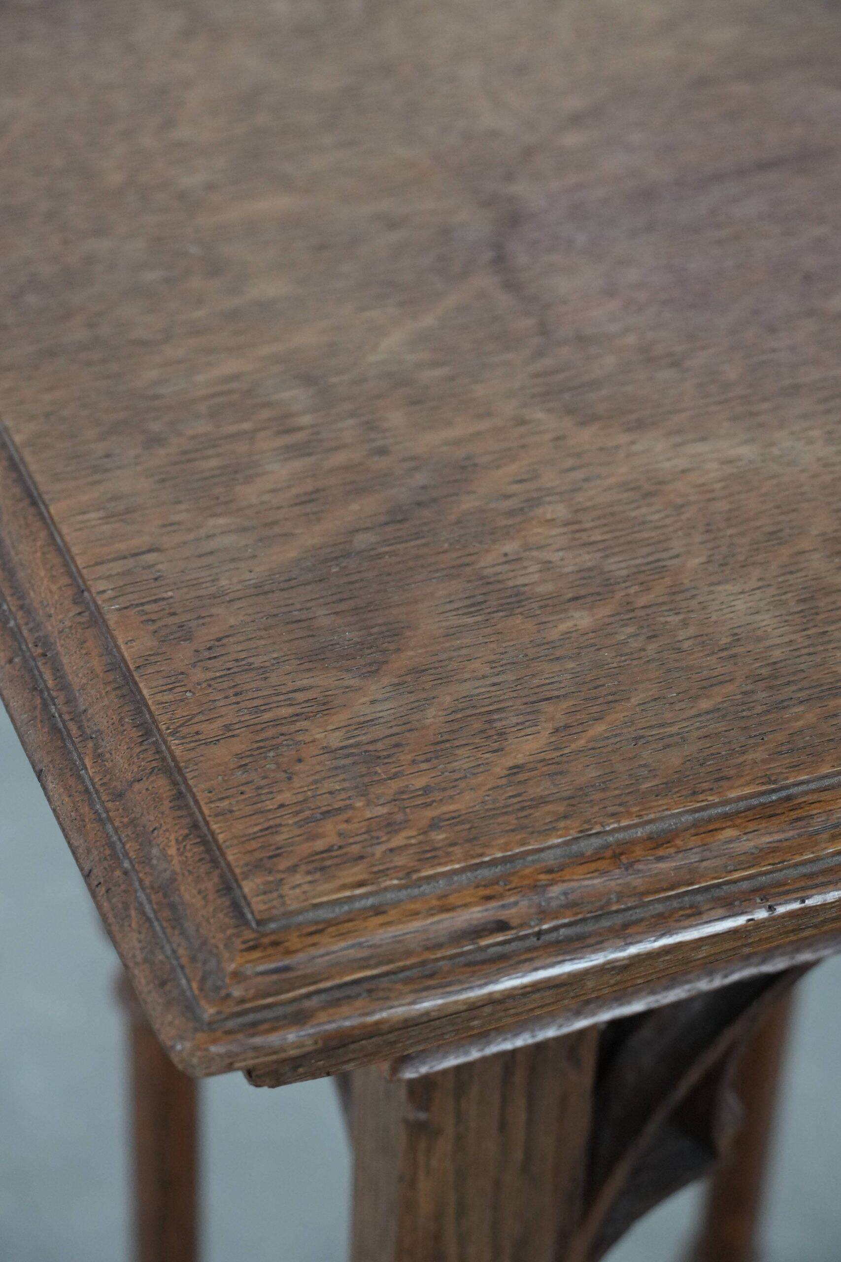 Elegant antique oak side table in Gothic style from the mid-19th century