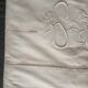 Ancien drap en lin brodé monogramme SS 320 X 230 cm