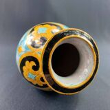 Blois earthenware vase signed Ulysse Bruneau Balon decorated with swan and crown