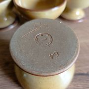 6 footed bowls in glazed honey stoneware, Atelier Saint Simon, vintage