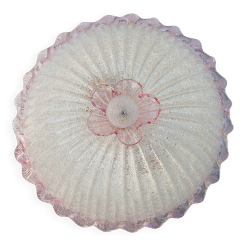 Elegant Italian Pink and Murano Glass Ceiling Flower