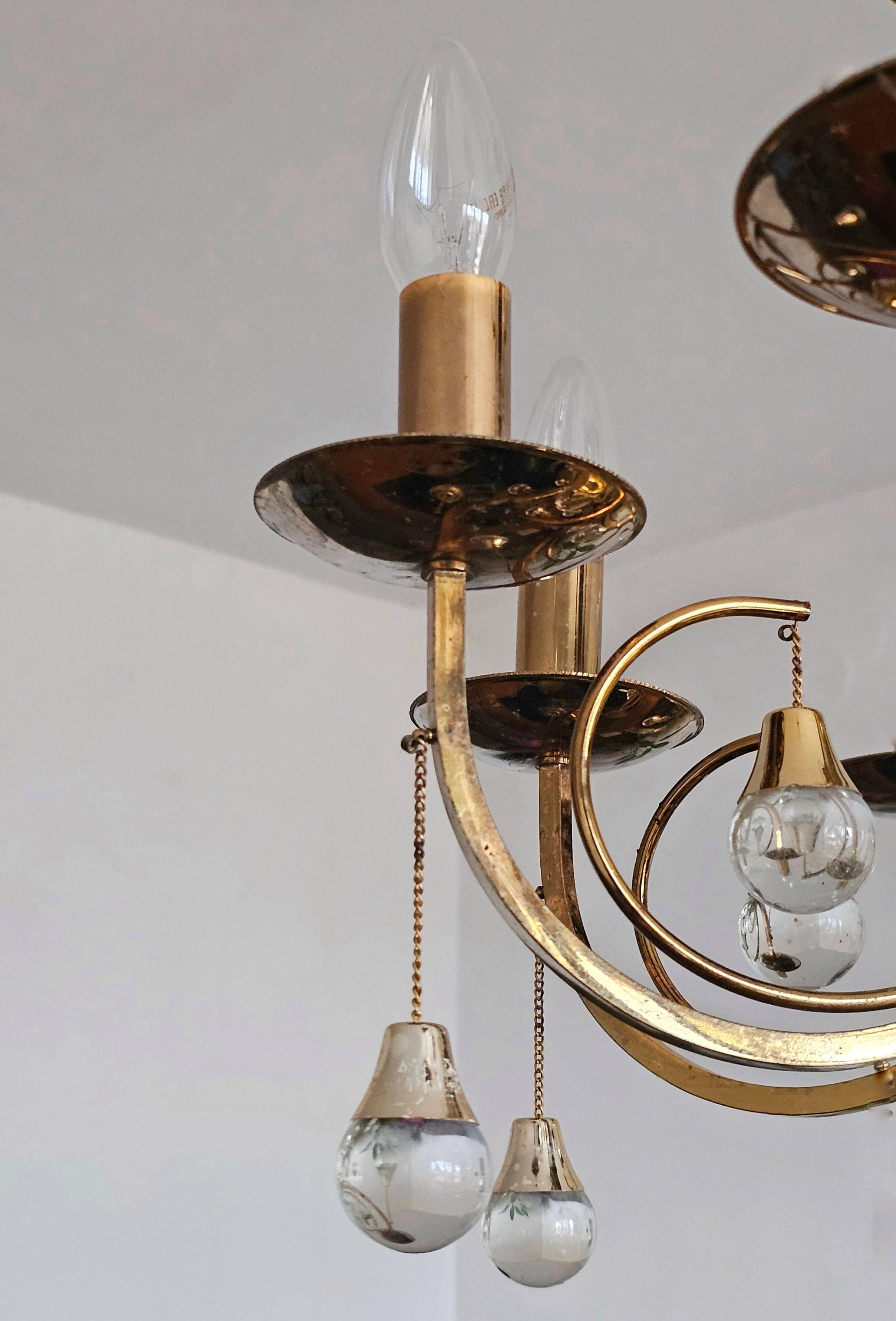 Crystal lustre and gilded bronze Mid Century Gaetano Sciolari 1960s