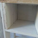 Vintage craft console furniture in pitch pine sublimated in a linen shade.