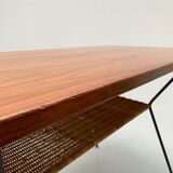 Table d’appoint osier et bois années 60