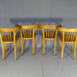 Série de 4 chaises Thonet Art déco bistrot blondes 1930