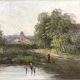 Barbizon School circa 1900 by Henry Rollet active 1881-1916): oil on canvas signed