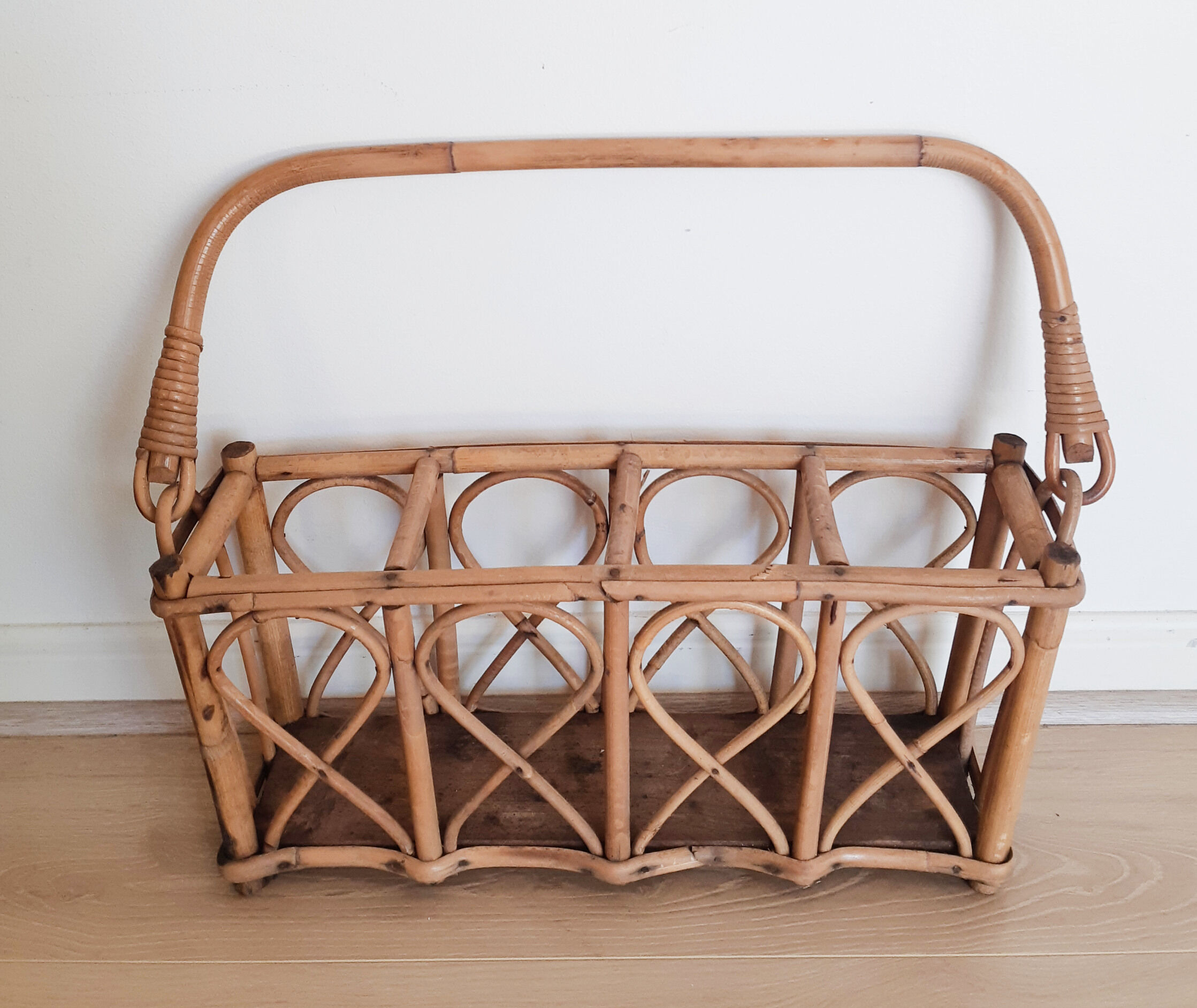 Rattan bottle basket, 50s
